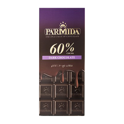 تصویر  شکلات تخته ای تلخ  60% پارمیدا 80 گرمی