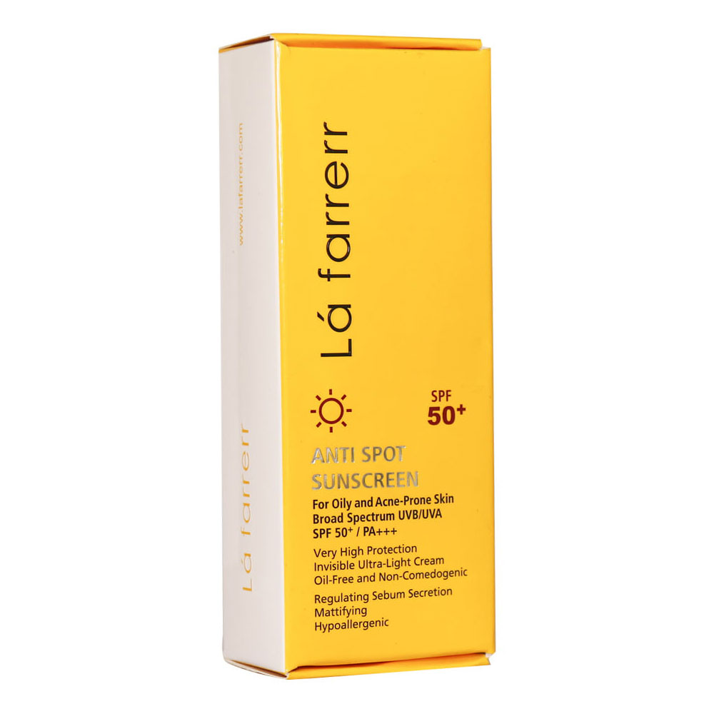 کرم ضد آفتاب ضد لک لافارر مخصوص پوست چرب بی رنگ SPF50