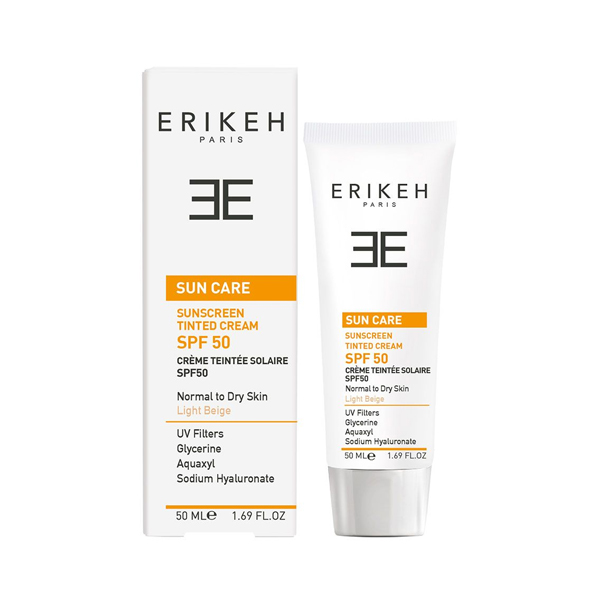 کرم ضد آفتاب اریکه مخصوص پوستهای خشک و نرمال بژ روشن SPF50